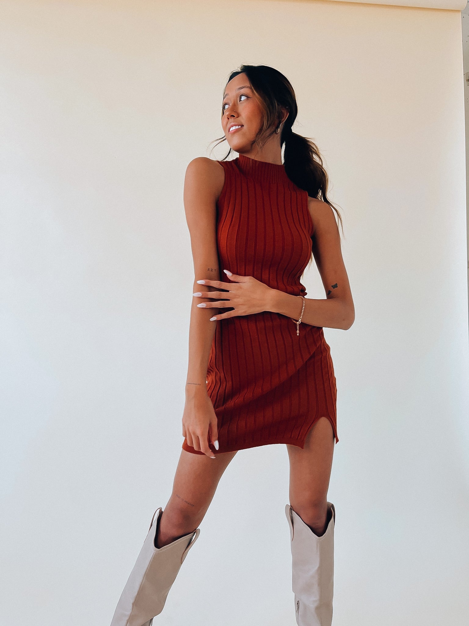 Khloe Mock Neck Mini Dress