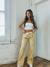 Fold Over Straight Leg Pants