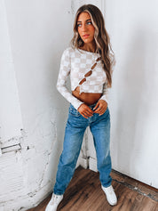 SALE :Checkered Long Sleeve Top