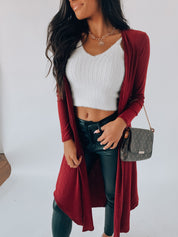 SALE: Basic Burgundy Long Cardigan