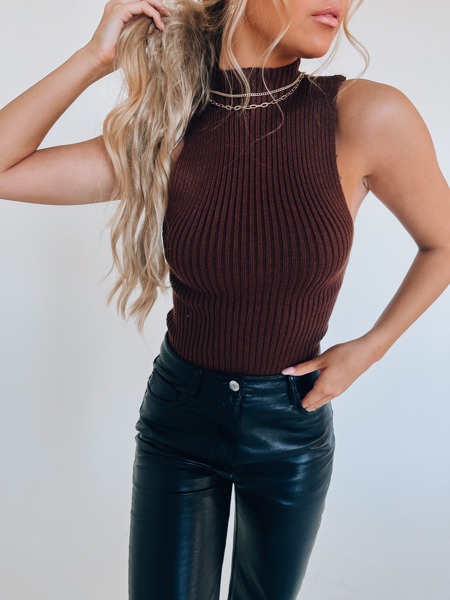 Kylie Mock Neck Sleeveless Top