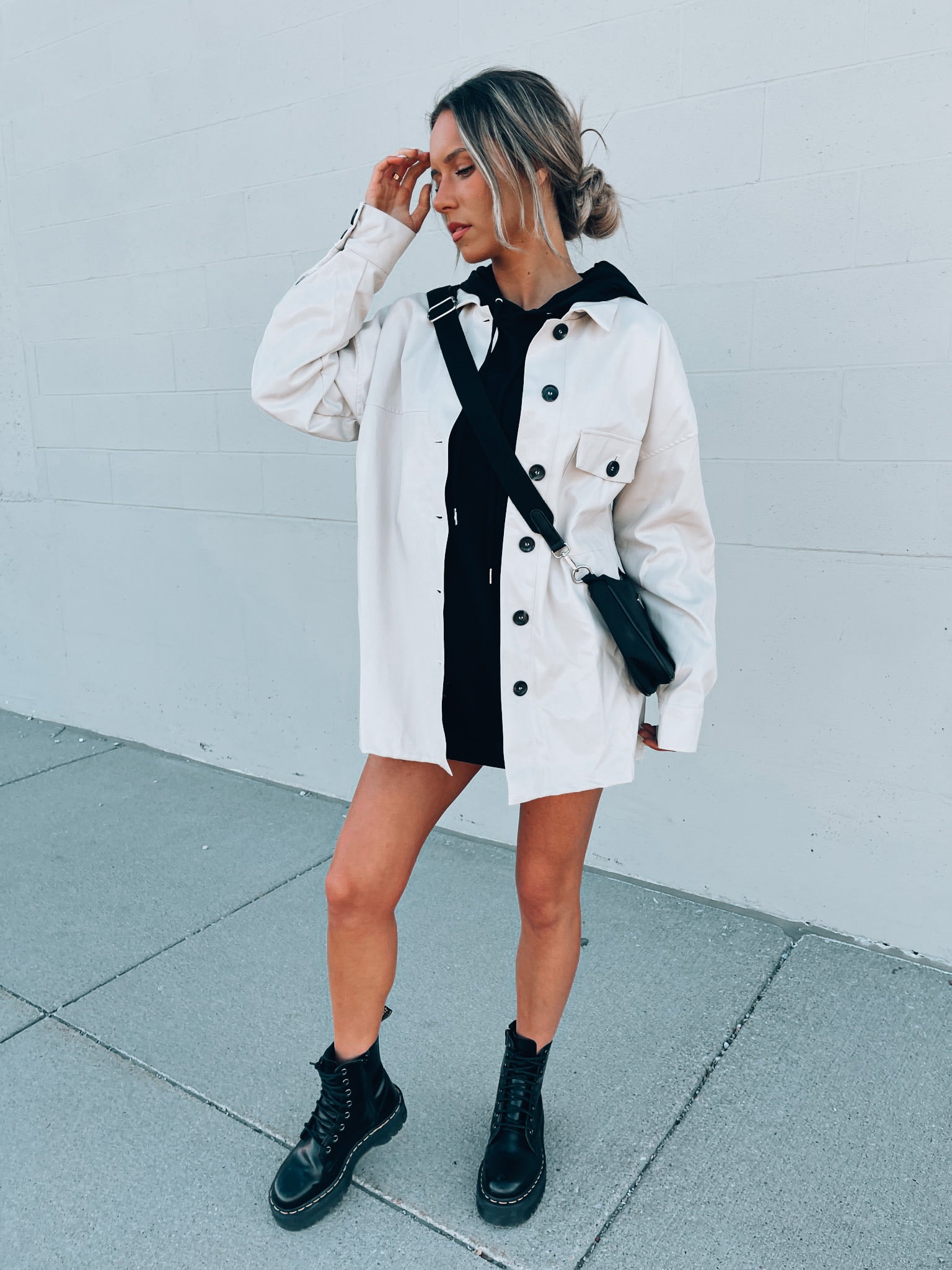 SALE :Emma Beige Pleather Jacket