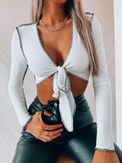 SALE : Jemma Tie Top In White