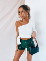 SALE : Olive Pleather Shorts