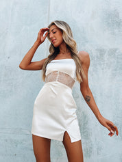 SALE : Aleena Silk Laced Mini Dress