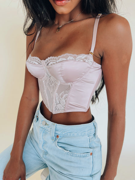 RESTOCKED: Baylor Lace Bustier Top In Baby Blue – Madida Clothing