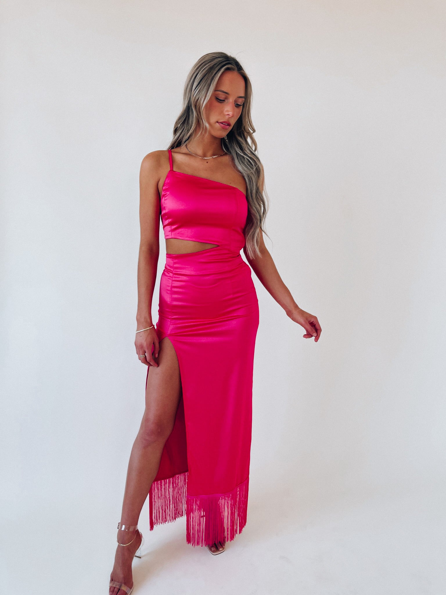 SALE :Inessa Silk Fringe Maxi Dress