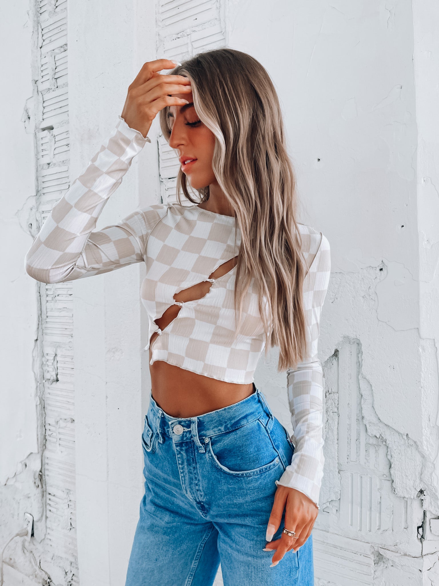 SALE :Checkered Long Sleeve Top