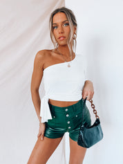 SALE : Olive Pleather Shorts