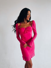 SALE :Tayla Long Sleeve Dress In Magenta