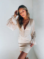 SALE : Braelynn Long Sleeve Silk Mini Dress