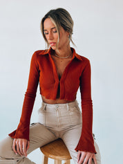 Corey Ribbed Long Sleeve in Congac