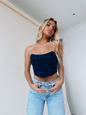 Carrie Denim Bustier Top