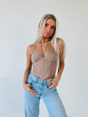 Taryn Corset Top In Taupe