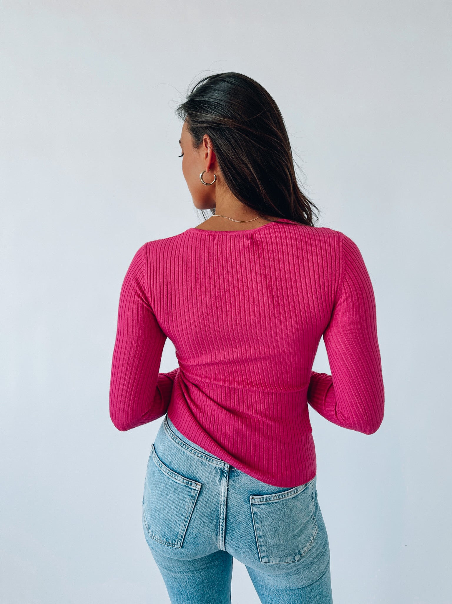 Jemma Pink Ribbed Long Sleeve