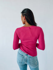 Jemma Pink Ribbed Long Sleeve