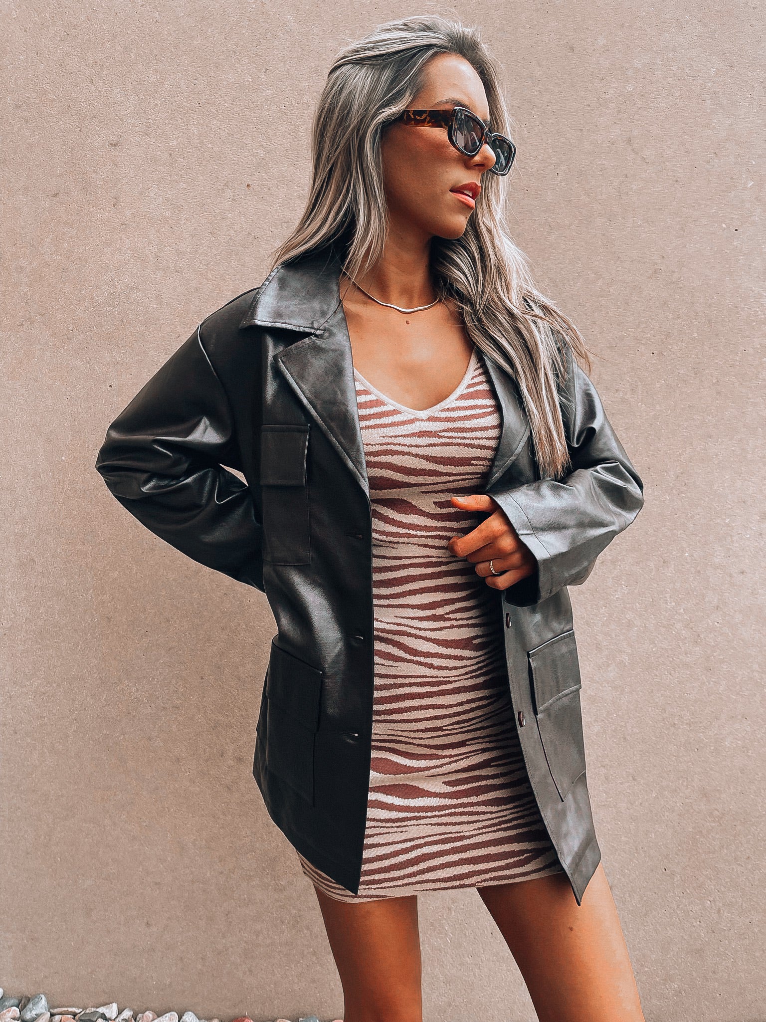 RESTOCKED: Mocha Pleather Belted Shacket