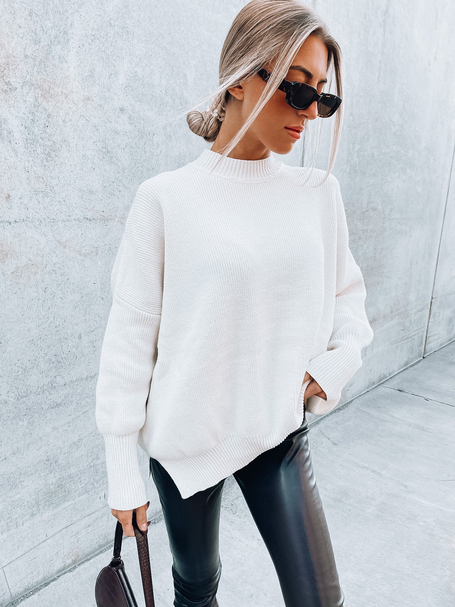 Fall Breeze Knit Sweater In White