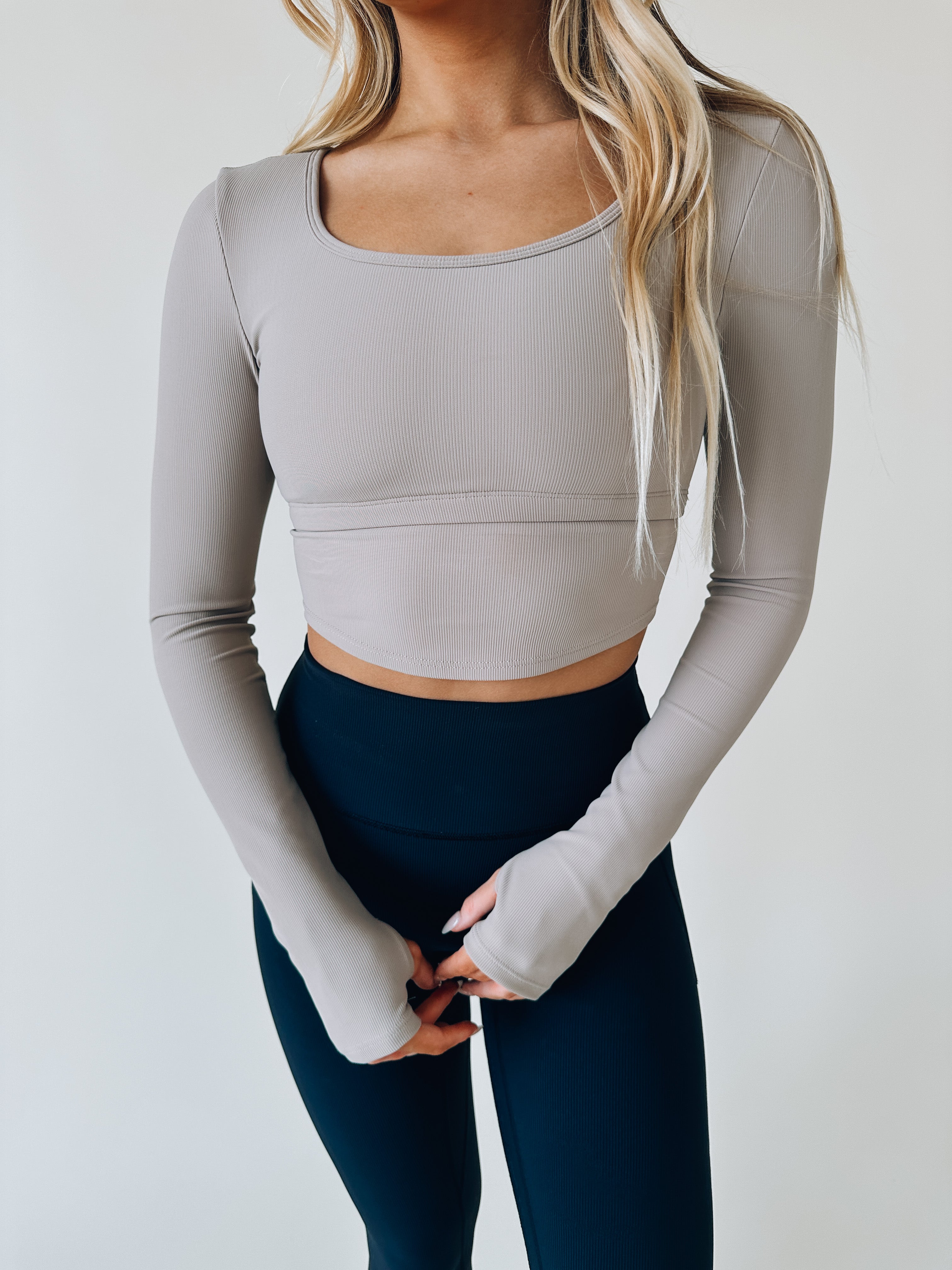 Cropped Long Sleeved Athletic Top