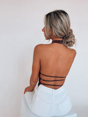 Fayley Cowl Neck Halter Top In Brown