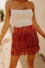 Everly Sparkle Skirt In Red
