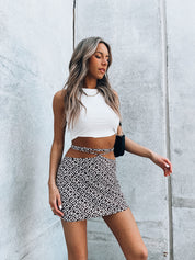 Brown Channing Wrap Mini Skirt
