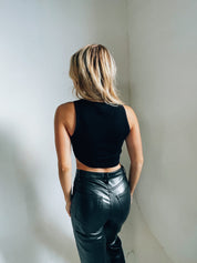 SALE :Cassie Asymmetrical Crop Top In Black