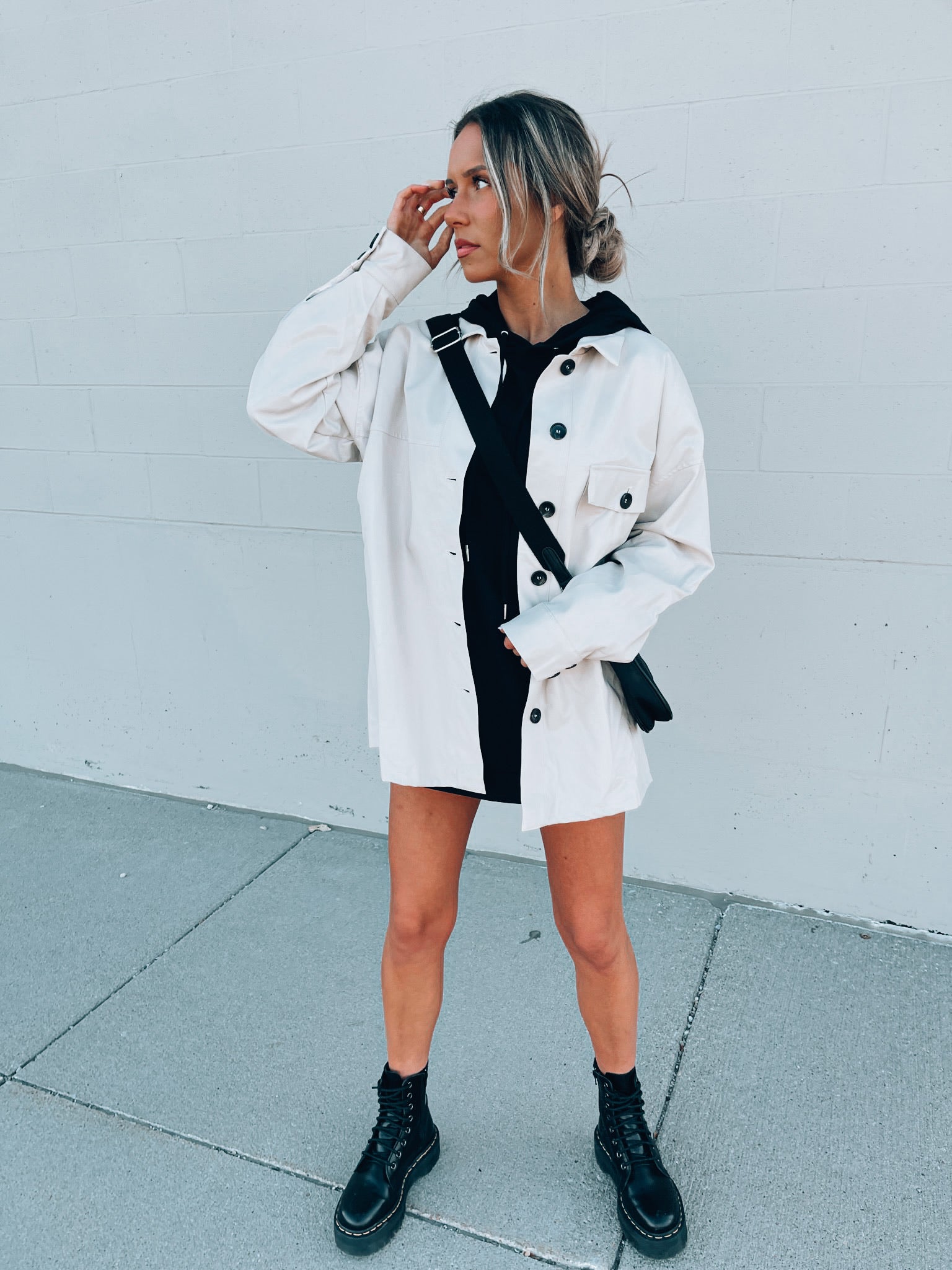 SALE :Emma Beige Pleather Jacket