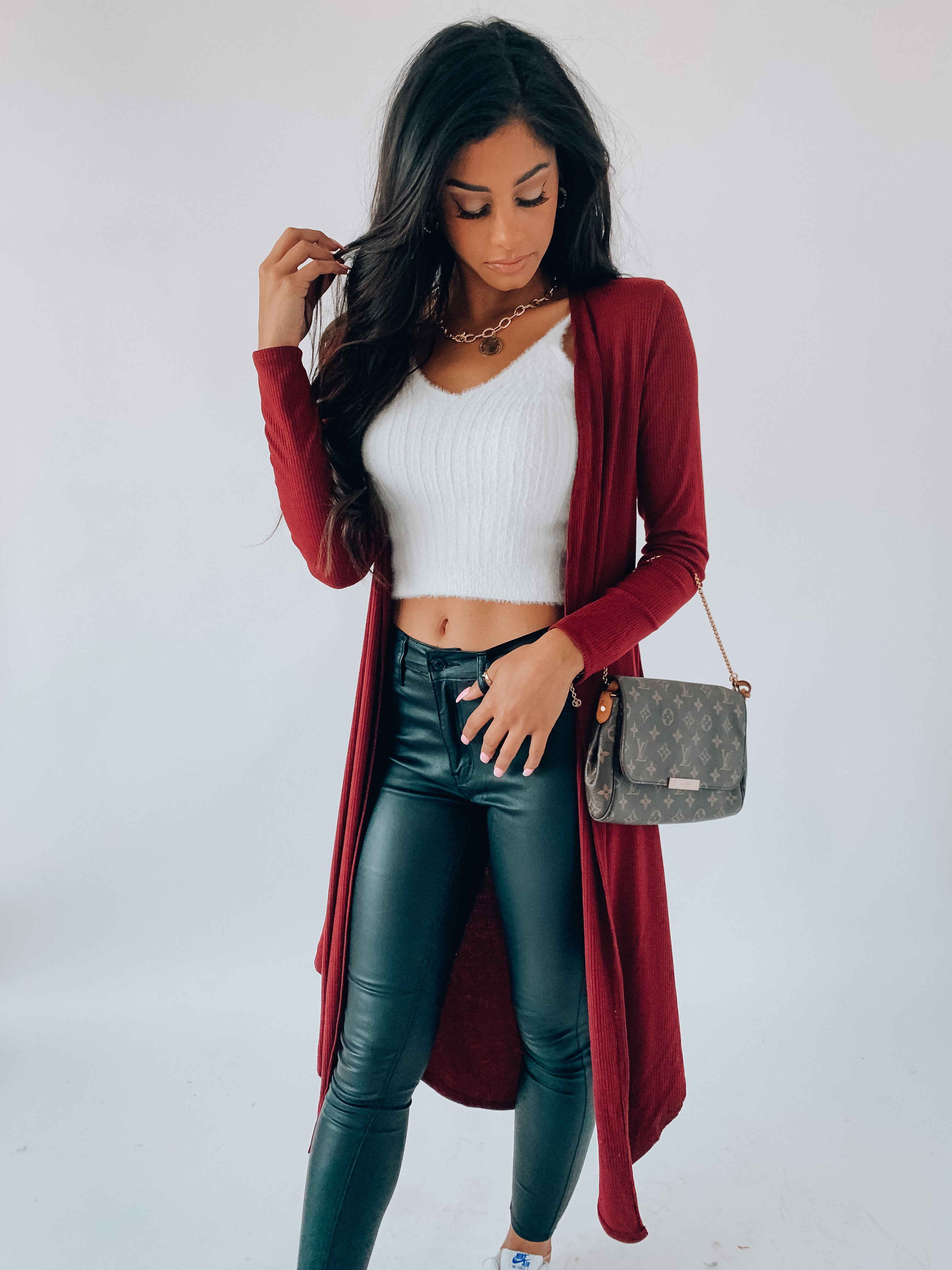 SALE: Basic Burgundy Long Cardigan