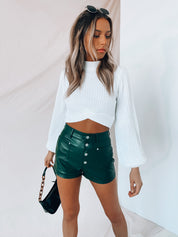 SALE : Olive Pleather Shorts