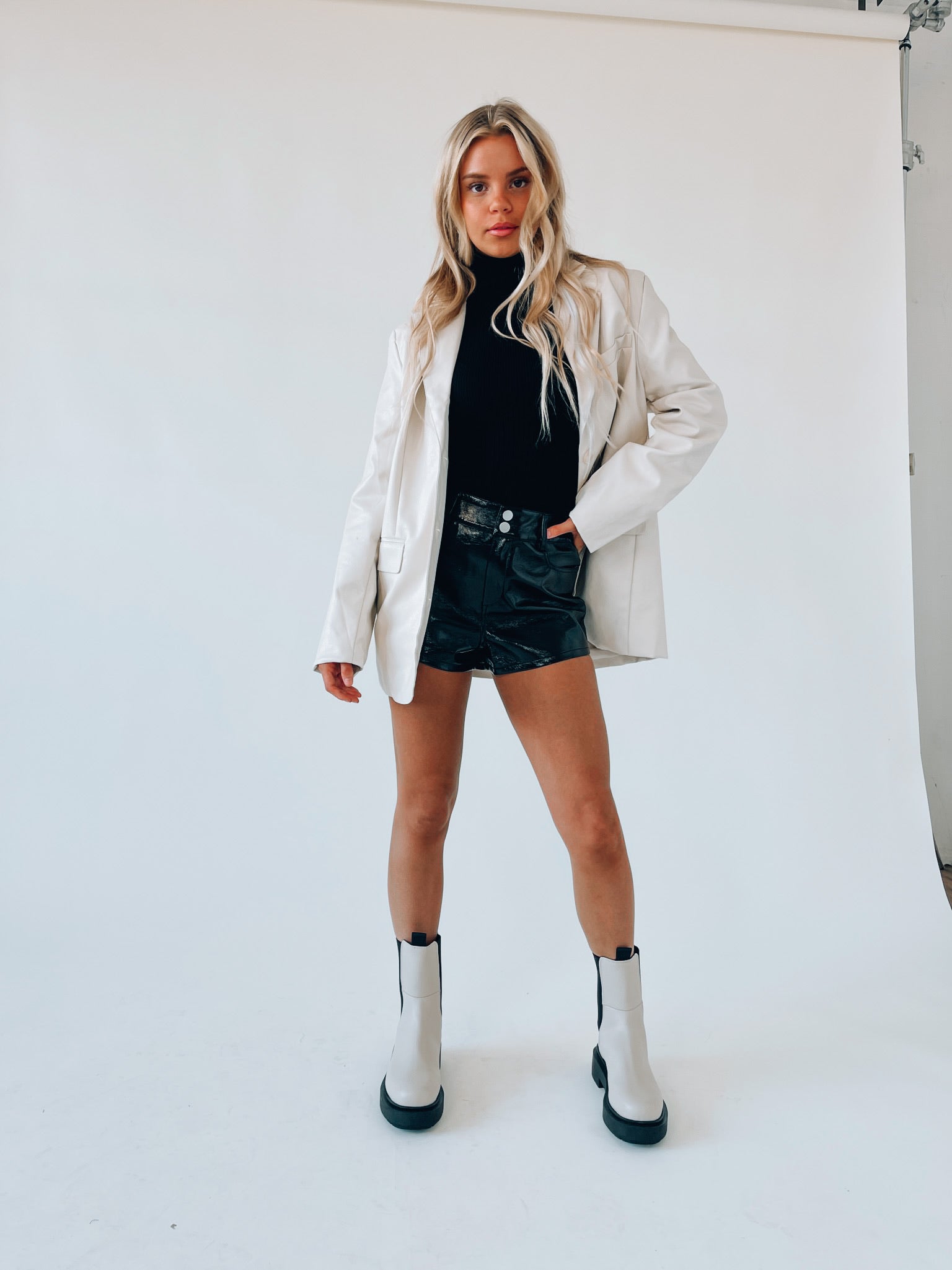 Cream Pleather Blazer