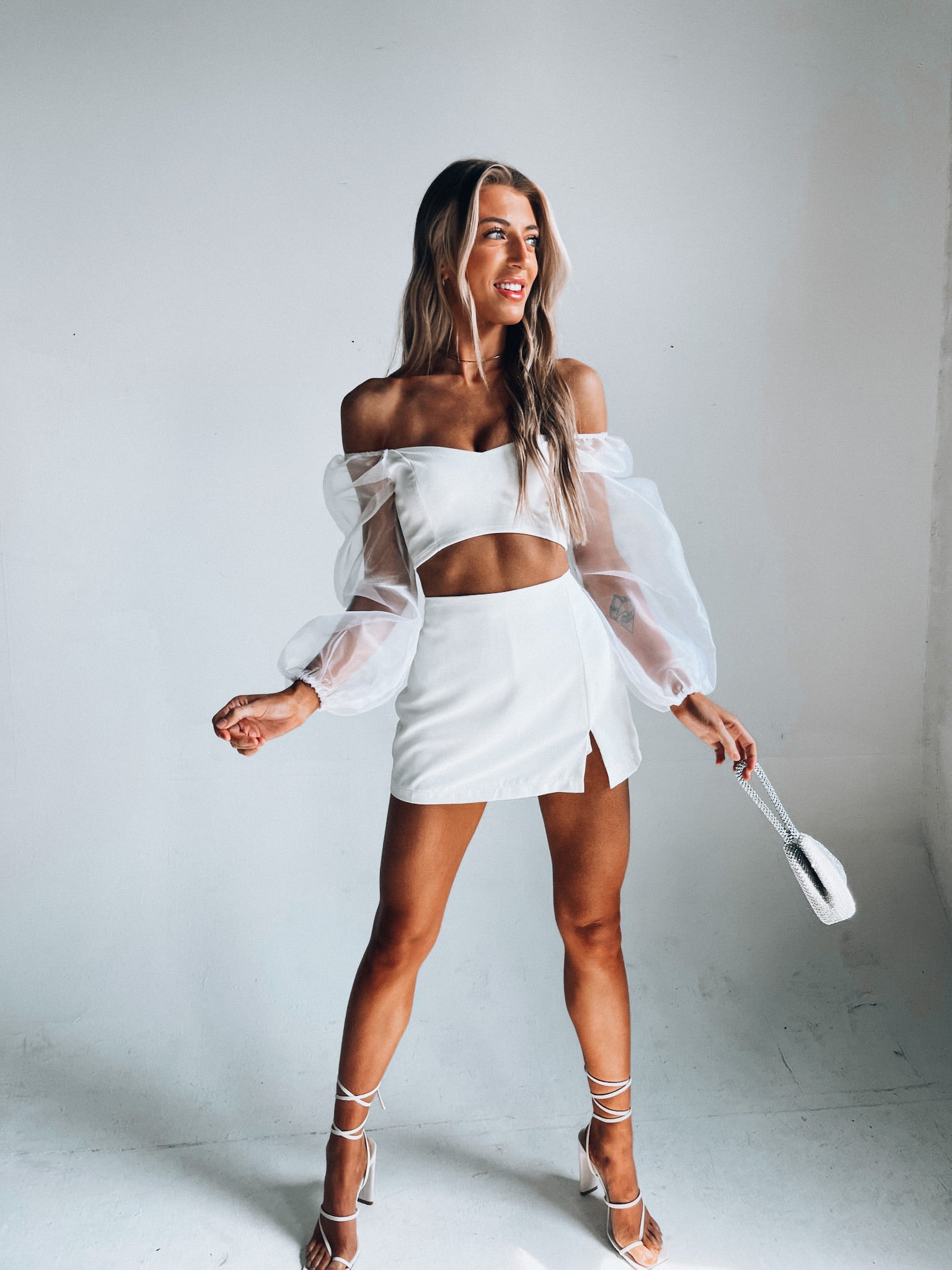 Kaylin Sheer Sleeve Crop Top