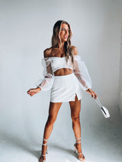 Kaylin Sheer Sleeve Crop Top