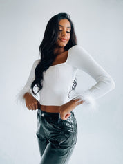 Paisley Ribbed Feather Top