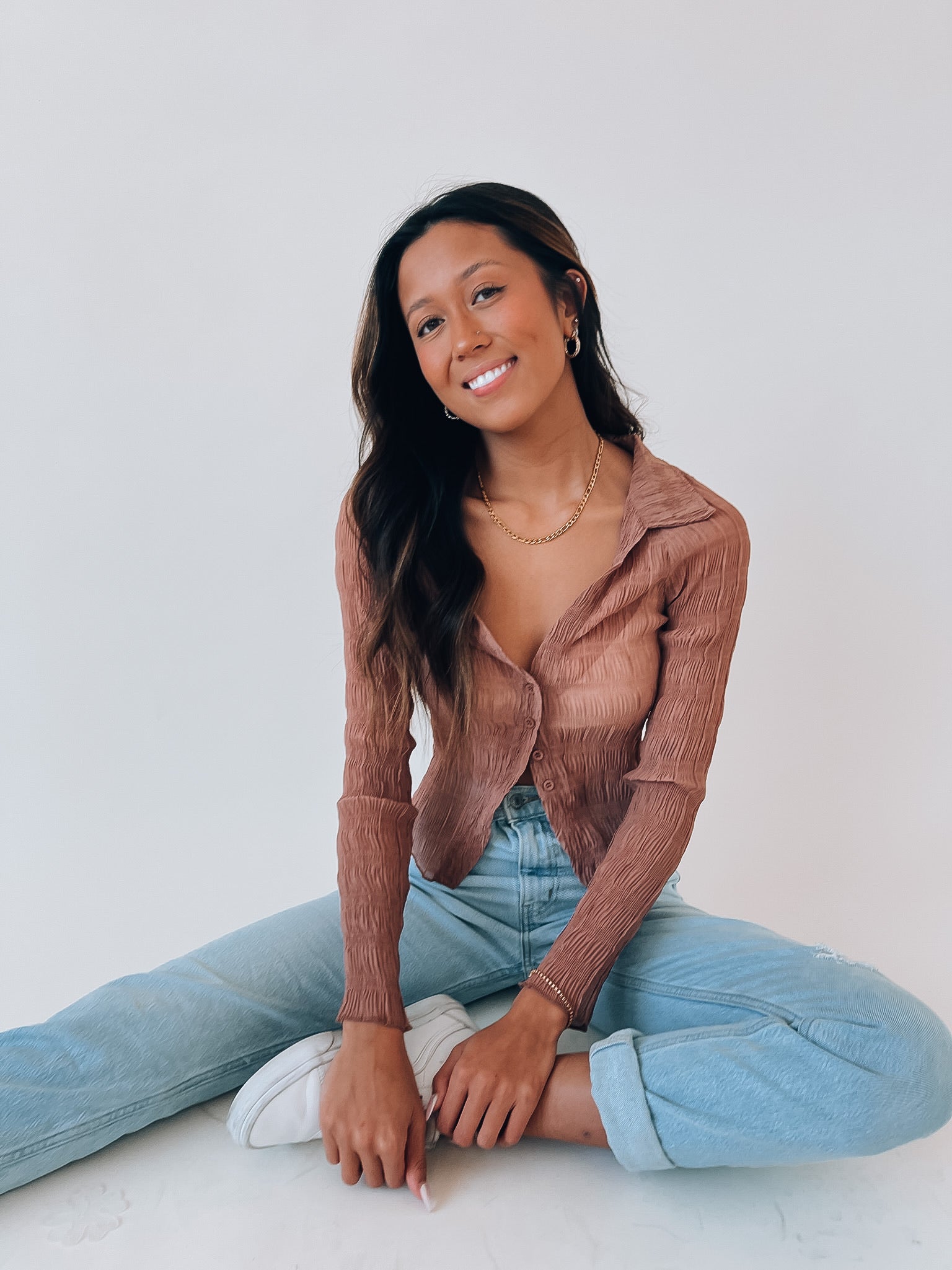 Miranda Textured Mesh Long Sleeve