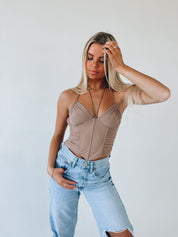 Taryn Corset Top In Taupe