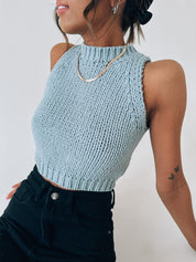 Kaelie Sleeveless Knit Top In Blue