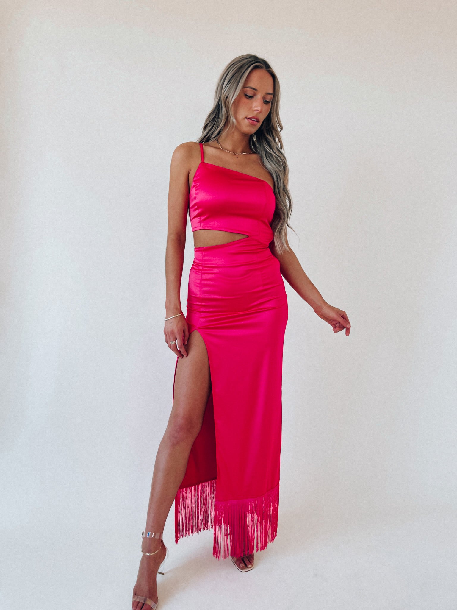 SALE :Inessa Silk Fringe Maxi Dress