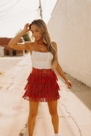 Everly Sparkle Skirt In Red
