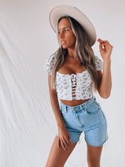 Joey Floral Lace Up Top