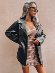 RESTOCKED: Mocha Pleather Belted Shacket