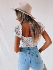 Joey Floral Lace Up Top