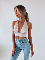 Sarabeth Silk Halter Crop