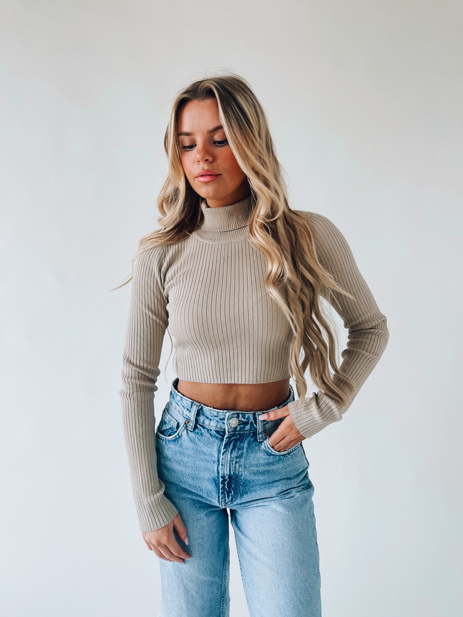 Harper Turtleneck In Stone