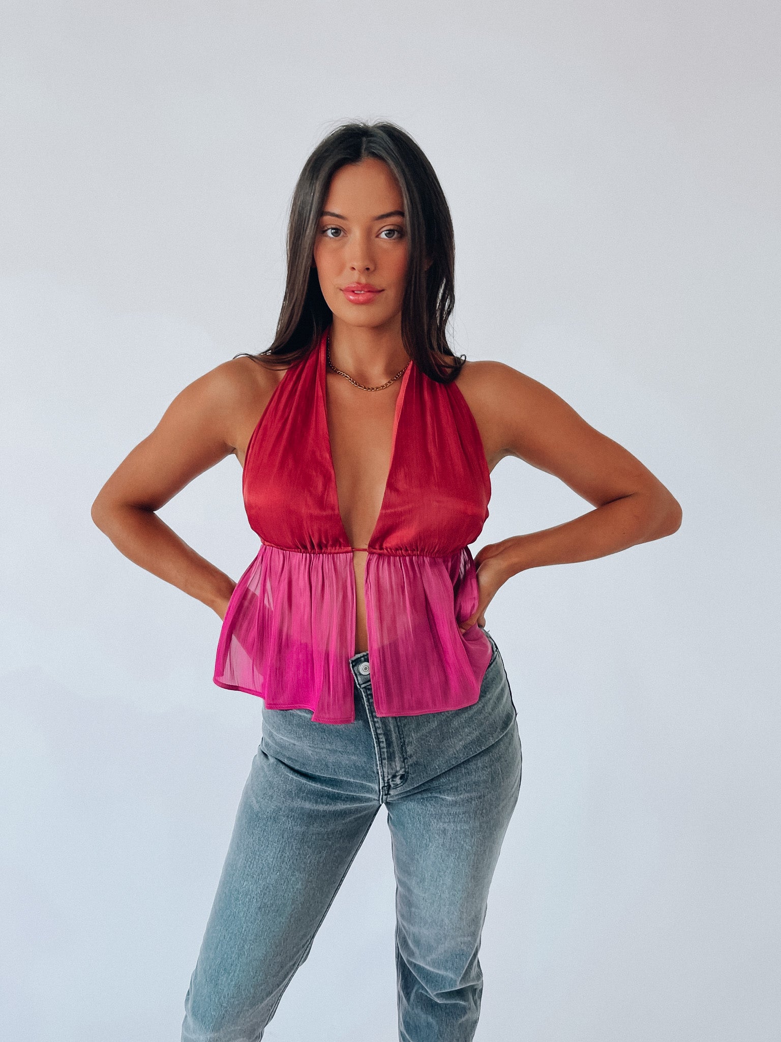 Leyla Color Block Halter Top
