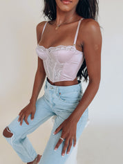 Mauve Silk Lace Bustier Top