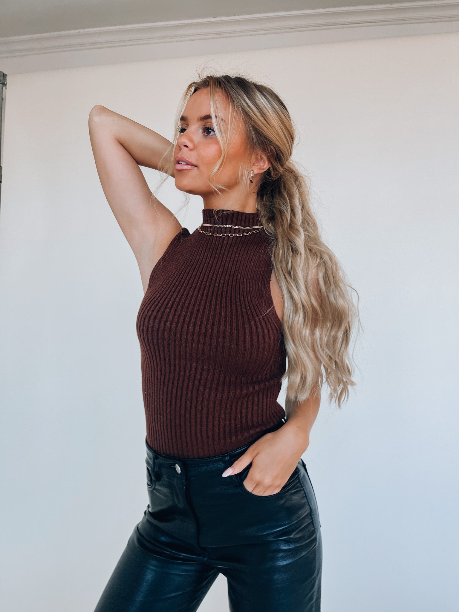 Kylie Mock Neck Sleeveless Top