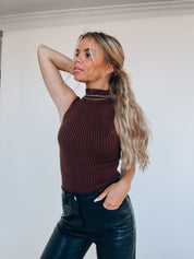 Kylie Mock Neck Sleeveless Top