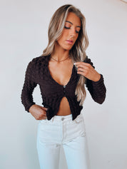SALE :Marita Long Sleeve Bubble Crop Top