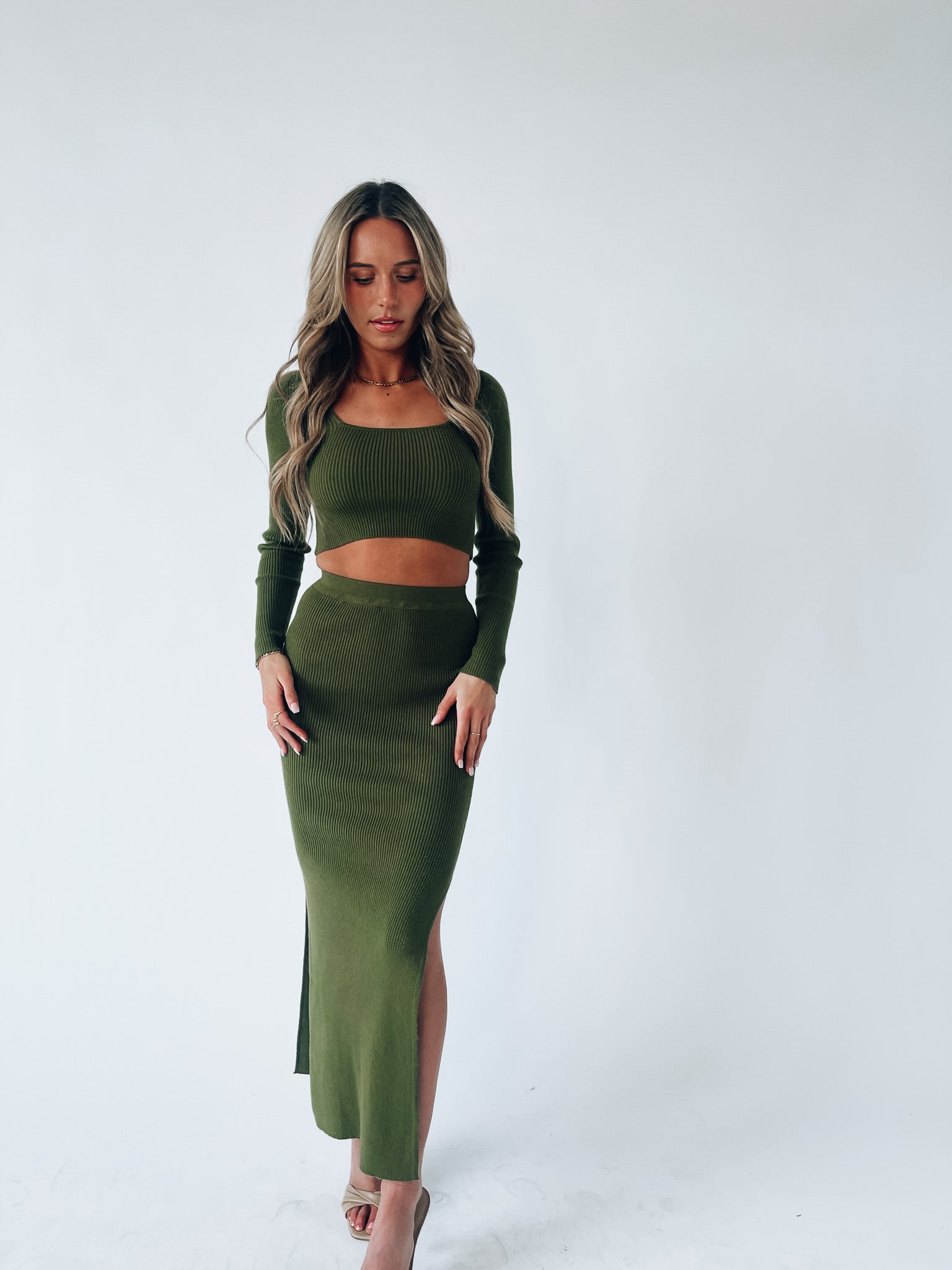 Nora Olive Midi Set
